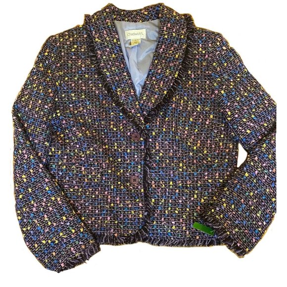 Chadwicks Jackets & Blazers - Vintage Chadwicks Women 12P Blazer Fringe Large Weave Purple Lined